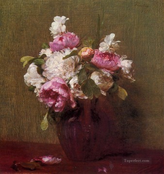  PEONIES Art - White Peonies and Roses Narcissus Henri Fantin Latour